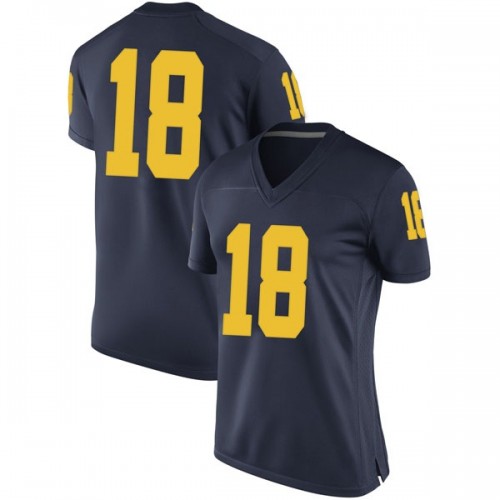 Luiji Vilain Michigan Wolverines Women's NCAA #18 Navy Game Brand Jordan College Stitched Football Jersey XHQ3354HN